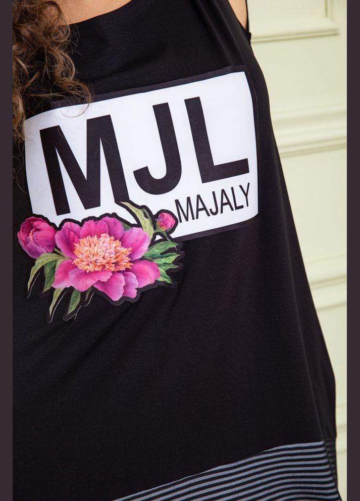 Черное летнее платье без рукавов, черного цвета с принтом, Ager