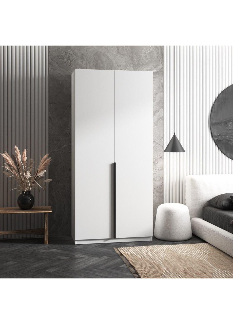 Відкривна шафа дводверна із штангою для одягу та полицями 1000x2200x500 біла (hm-25-wh) VAYS (363134727)