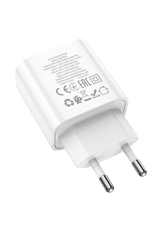 Мережевий зарядний пристрій C80A Plus Rapido PD20W+QC3.0( ) Hoco (372689386)