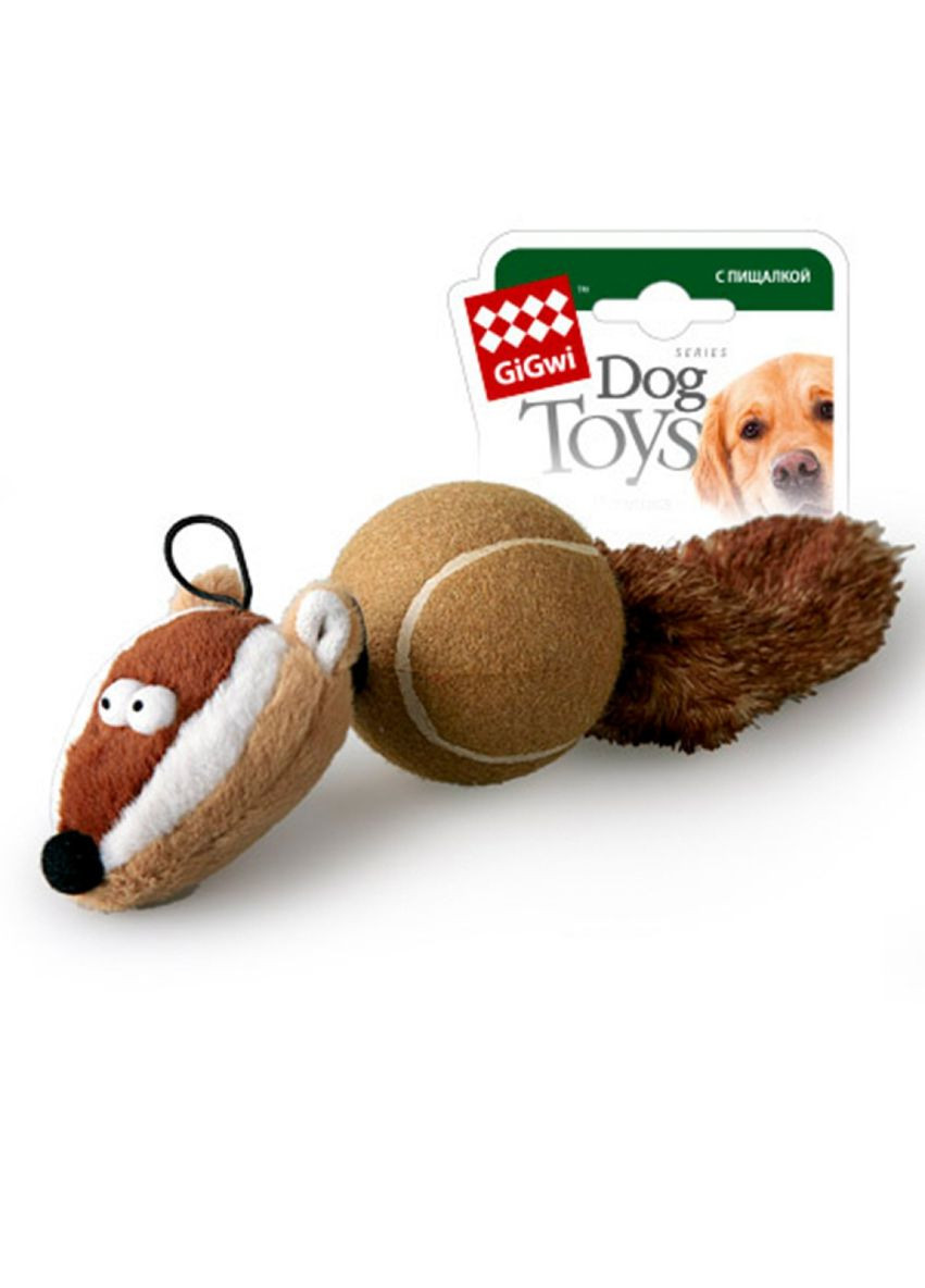 Іграшка для собак Борсук з пискавками Catch&fetch 32 см Коричневий (75075) GiGwi (279564447)