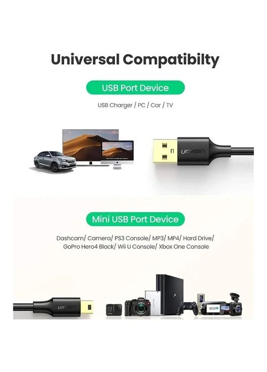 Кабель USB Type-A - USB Mini B 1,5 м Black (10385) Ugreen (399515949)