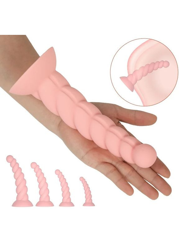 Набір фалоімітаторів чорних на присосці ребристий рельєфний силіконовий комплект ділдо 4 шт член S M L XL фалос No Brand (339092277)