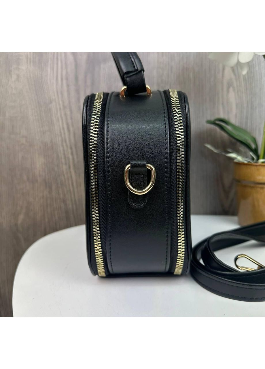 Жіноча міні сумка каркасна чорна з екошкіри на плече ProDobro (363260079)