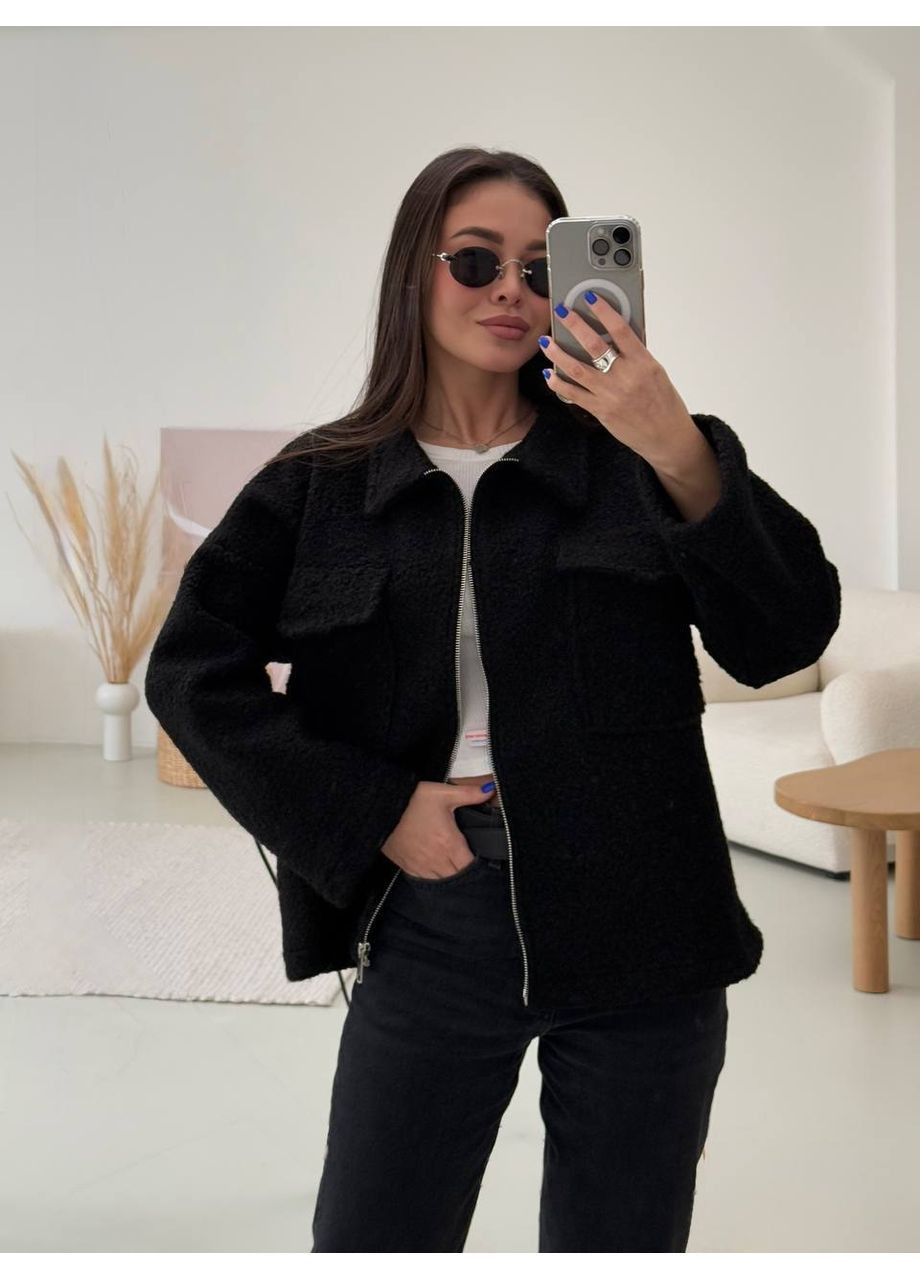 Бомбер жіночий у стилі Zara з букле на трикотажній основі (заміри в описі) Vione на блискавці (368708913)