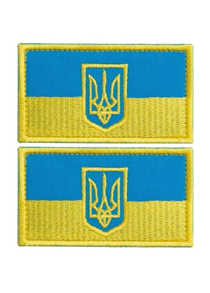 Набор шевронов 2 шт. с липучкой Флаг Украины с Трезубцем, вышитый патч 5х8,2 см IDEIA (275870872)