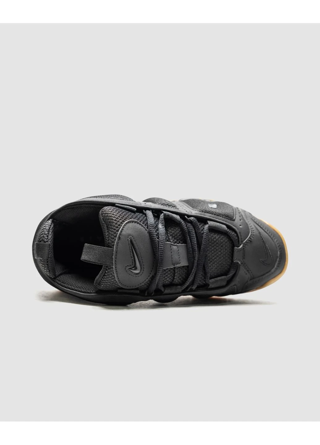 Черные демисезонные кроссовки мужские nike air more uptempo low black-gum med brown найк аир мор уптемпо черные No Brand