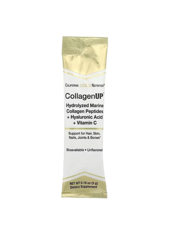 Морський колаген з гіалуроновою кислотою + вітамін C CollagenUP 5 g California Gold Nutrition (282479180)
