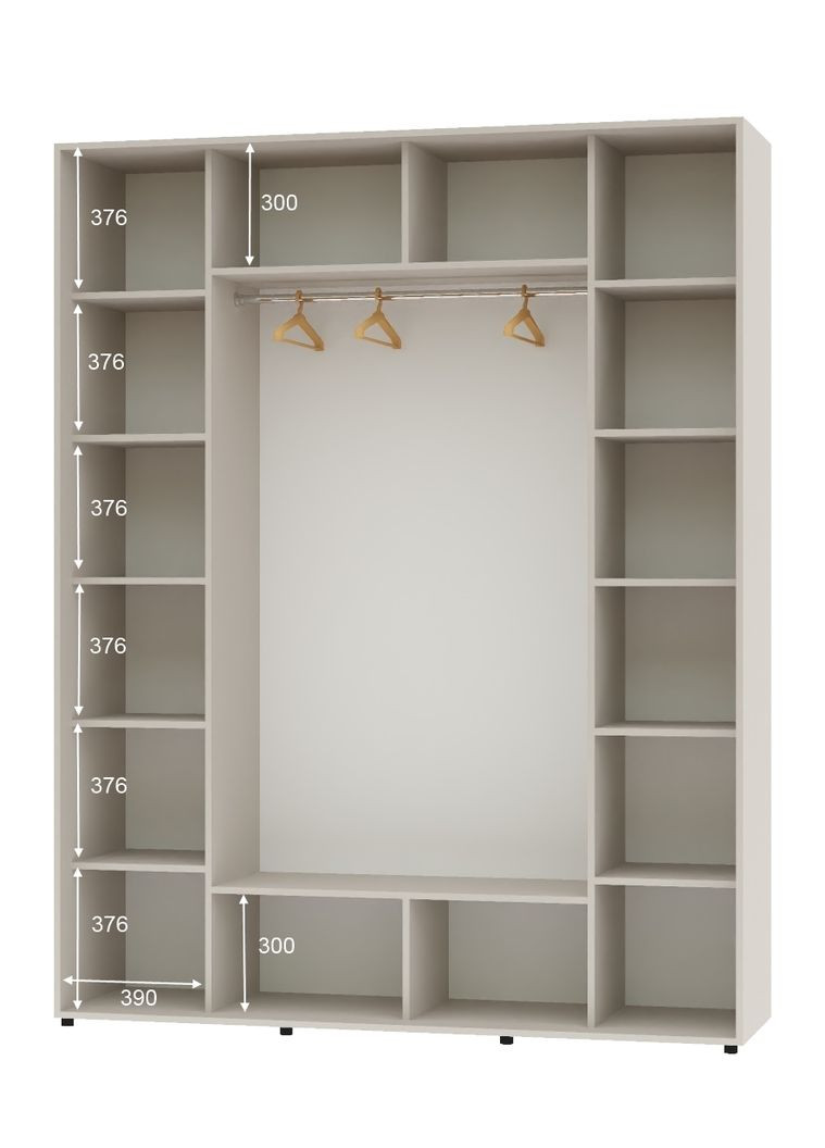 Шкаф-купе трехдверный 180*60*220 Кашемир ДСП/Зеркало/ДСП ШК-05 Алекса (360479502)