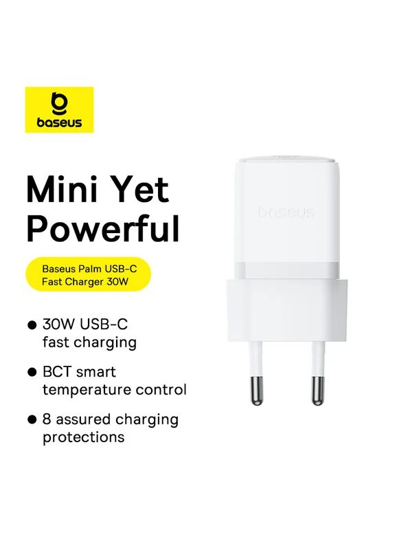 Сетевое зарядное устройство для 1C 30W EU Moon White (P10111605213-00) Baseus Palm Fast Charger (361871411)
