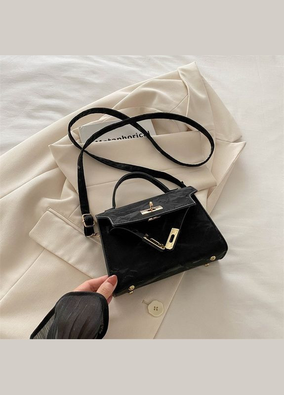 Жіноча сумка 6209 крос-боді на ремінці бархатна велюрова замшева чорна No Brand (313235518)