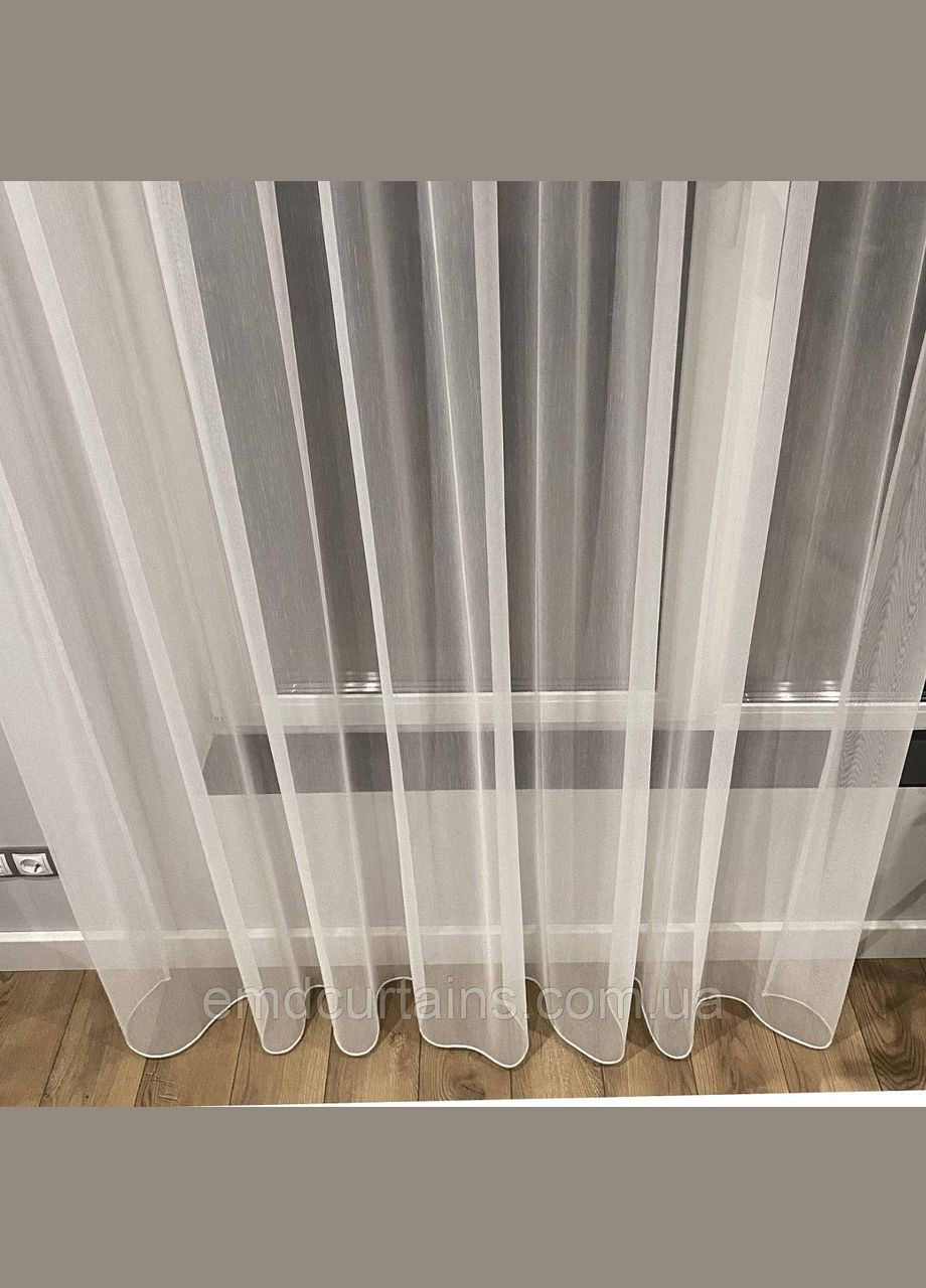 Комплект штори 2 шт. з підхватами 200х250 см мікровелюр Сірий, тюль бамбук 300 см Тепло-білий No Brand (337354203)