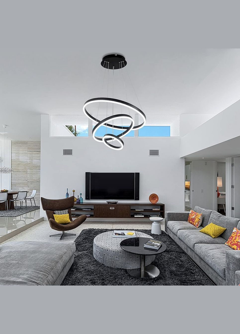 Люстра светодиодная подвесная LED светильник для квартиры на потолок лэд 28091 Черный 25-160х80х80 см. Sunnysky (364762863)