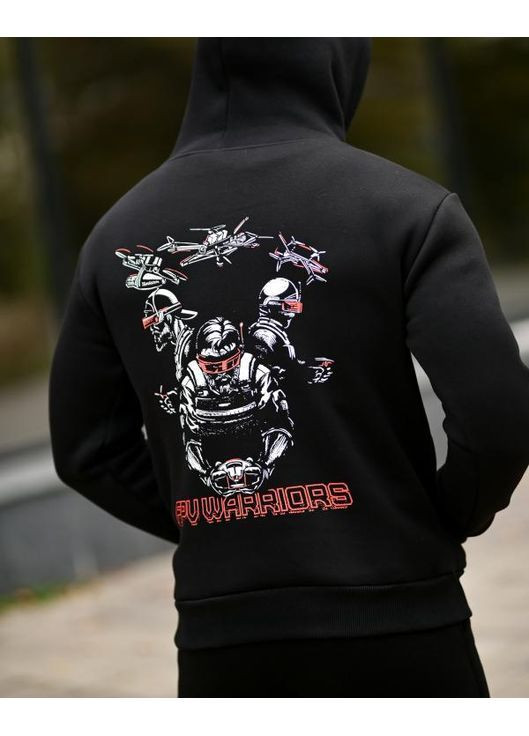 Тактичний чоловічий зимовий костюм на флісі Дрон чорний No Brand