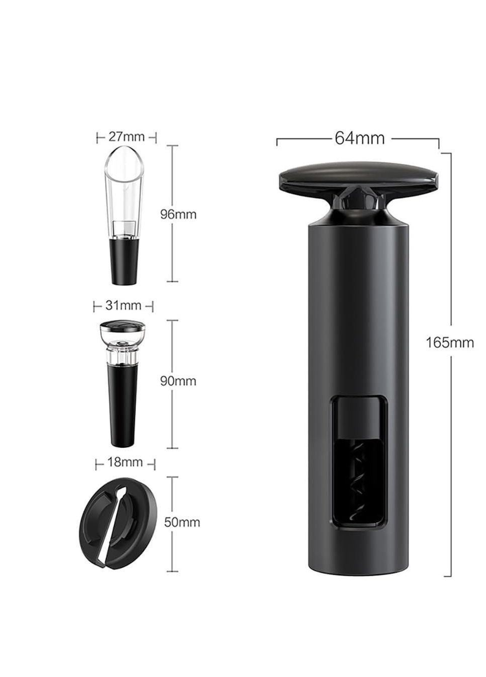 Набор для вина Basimc 4 в 1 механический штопор с аэратором, пробкой и ножом для фольги (R051399) No Brand (330779039)