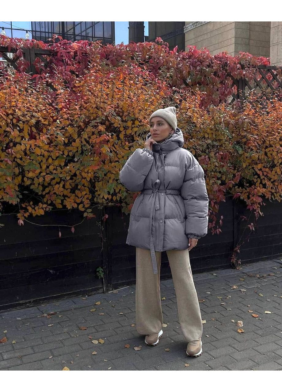 Сіра демісезонна куртка жіноча тепла Style Point