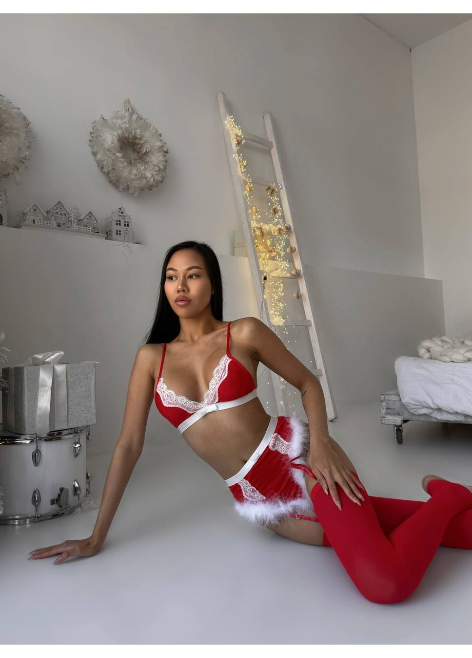 Красный зимний игривый новогодний комплектик Vakko