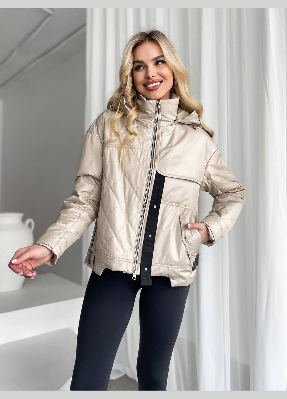 Бежева жіноча тепла куртка колір бежевий р.xxl 450288 New Trend