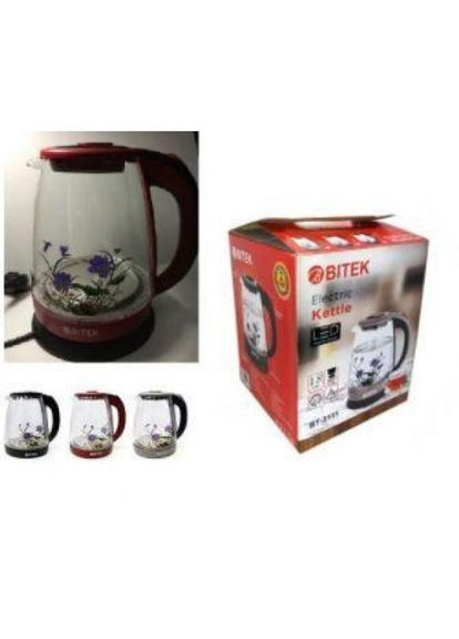 Электрочайник стеклянный 1,8л 2400 Вт с цветком BiTEK (364709762)