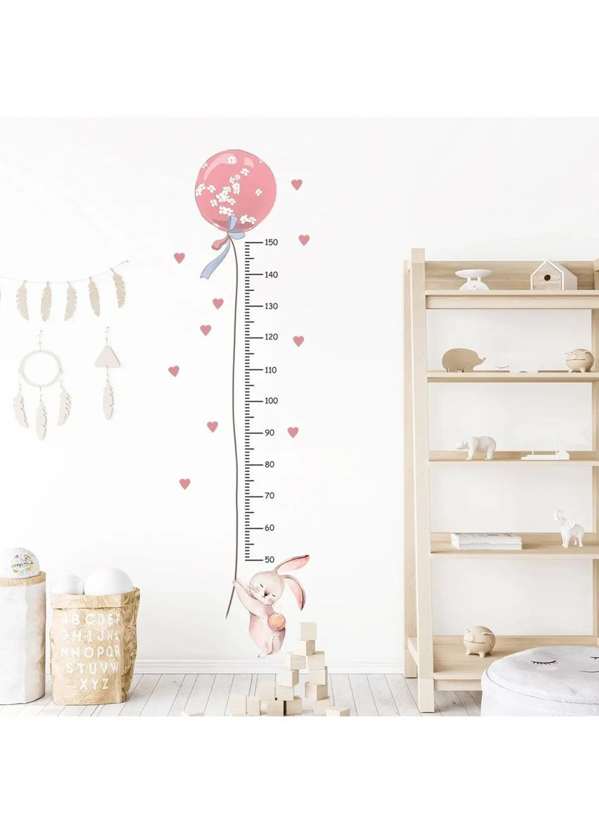 Наклейки на стіну для дитячої кімнати Зрістомір Кролик і повітряна кулька No Brand (365721817)
