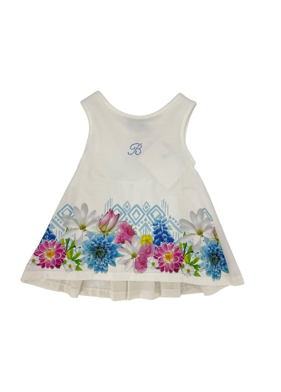 Белый летний костюм, ст. 656, орнамент/цветы, 98 см, 3 года Balloon chic