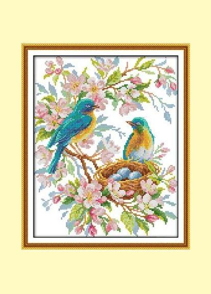 Набір для вишивання за нанесеною на канву схемою "Singing blue bird".AIDA 14CT printed, 28*34 см Joy Sunday (313613670)