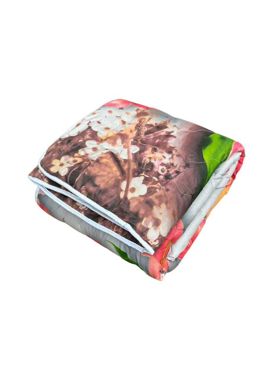 Одеяло холлофайбер полуторное 150х210 серое Цветы осень/зима/весна KL202 Ananasko (328088281)