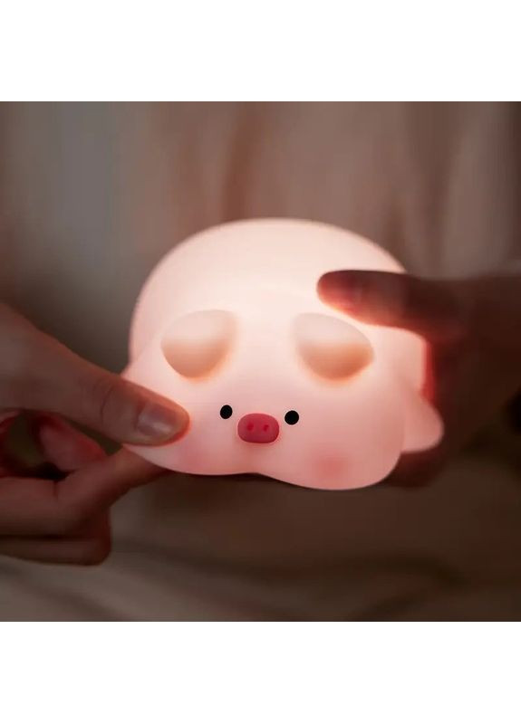 Нічник силіконовий із регулюванням яскравості, таймером, акумулятором з USB зарядкою Порося No Brand (366303734)