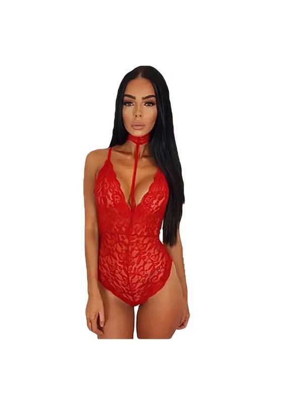 Мереживний боді із спандекса на завязках із чокером. Боді з мереживом еротичний для рольових ігр China (361442069)