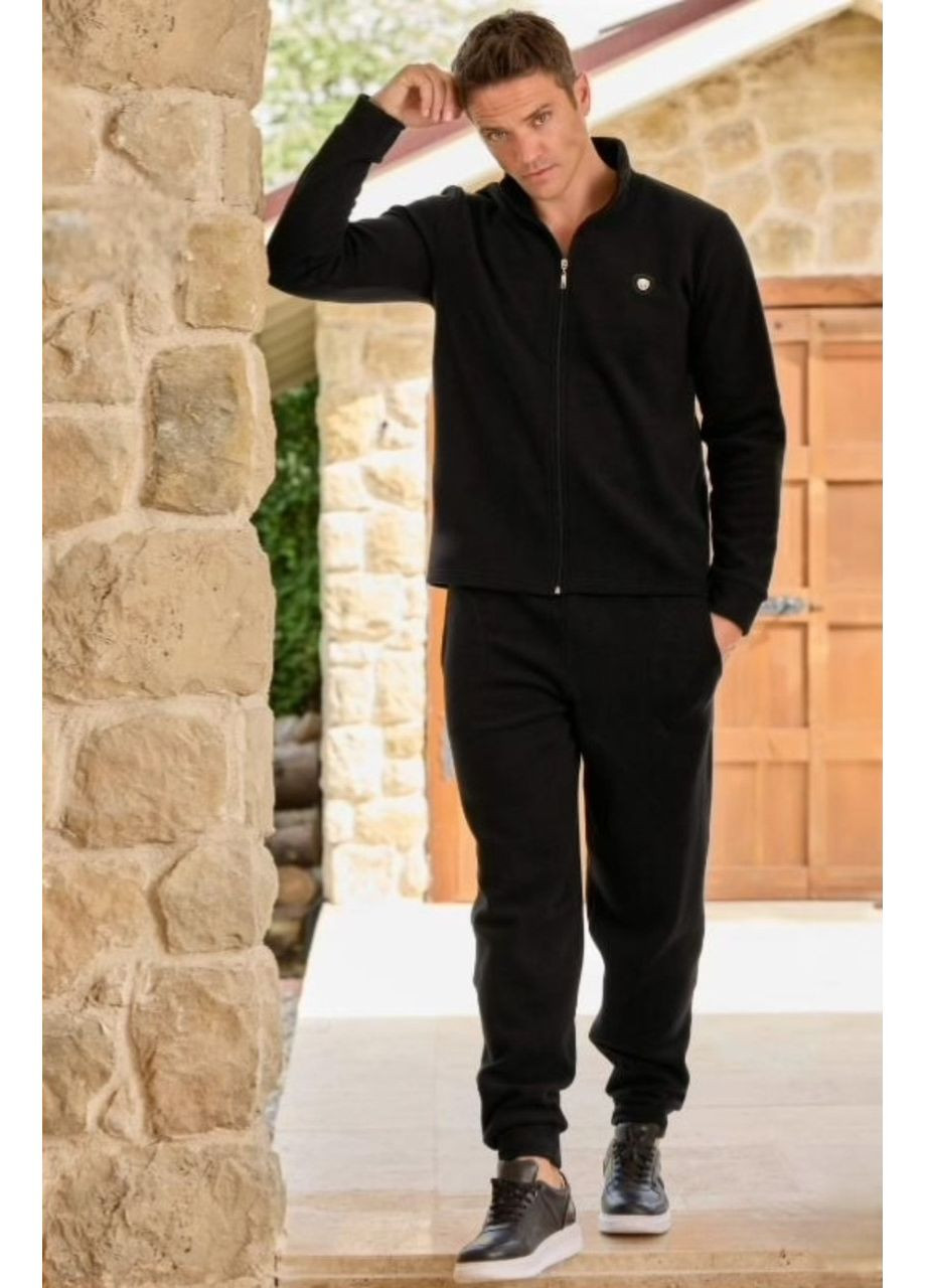 Мужской теплый костюм из флиса с карманами черного цвета Турецкого производителя Argan ARCAN (354203317)