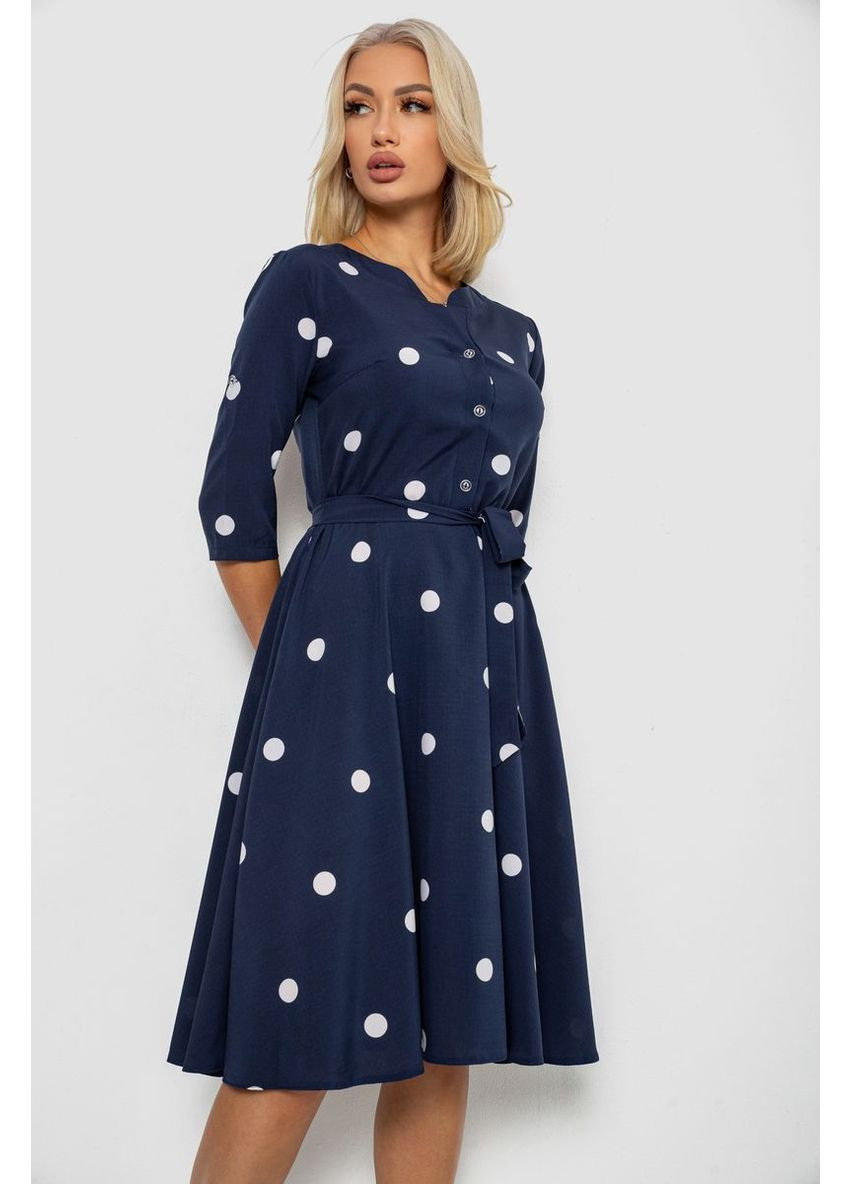 Синя сукня софт з принтом у горох,, 230r1011-6 Ager