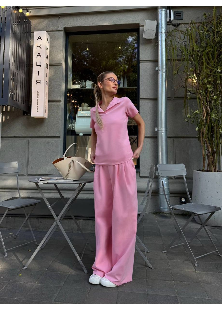 Комфортный женский костюм с прямыми брюками и поло Україна (355803468)