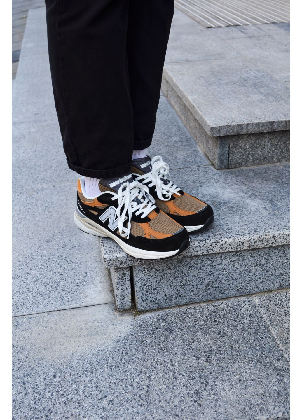 Черные демисезонные кроссовки мужские new balance 990 v3 black brown нью беланс 990 v3 No Brand