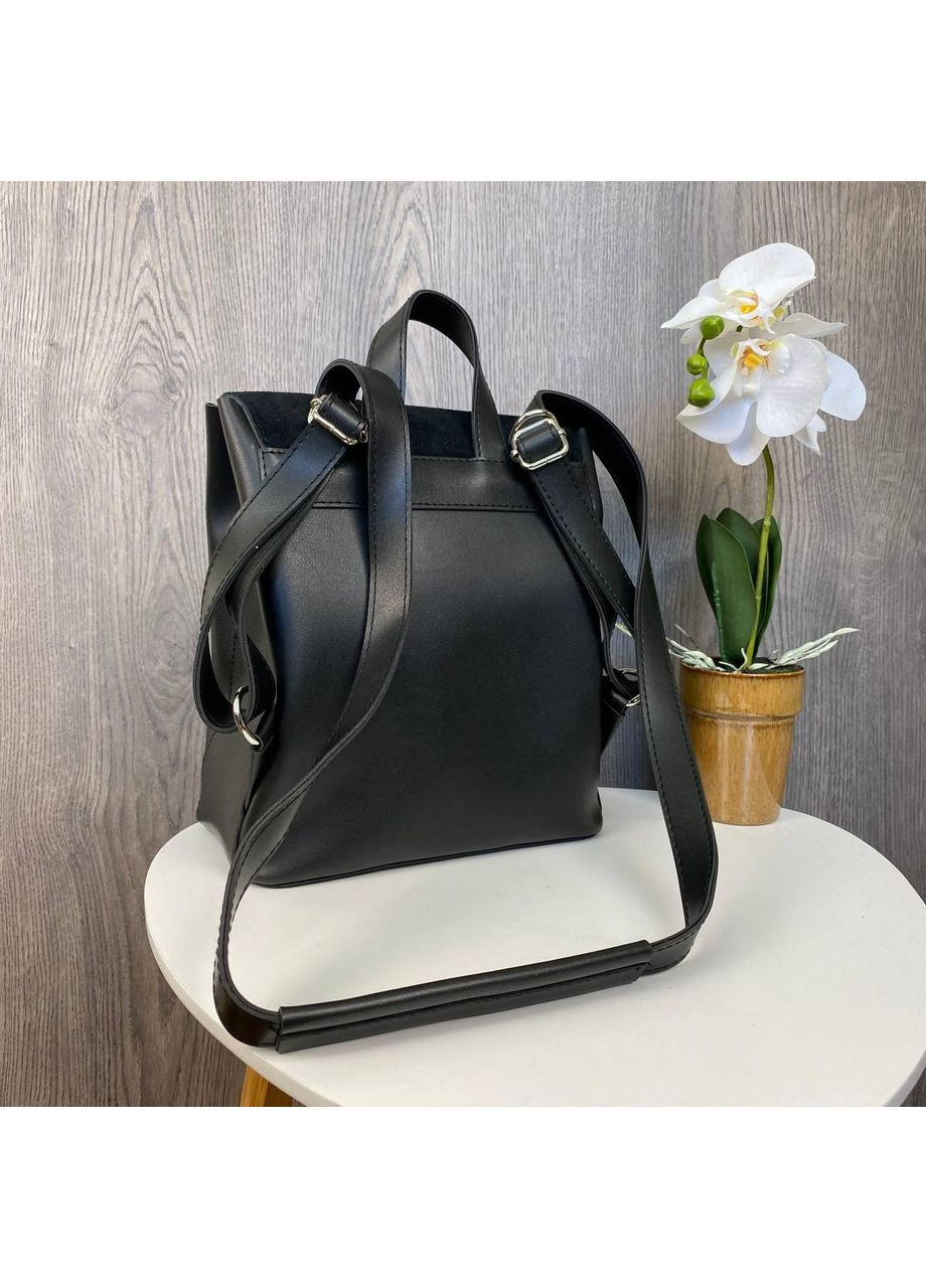 Жіночий рюкзак трансформер із замші та екошкіри чорний для повсякденного використання сумка-рюкзак ProDobro (363222630)