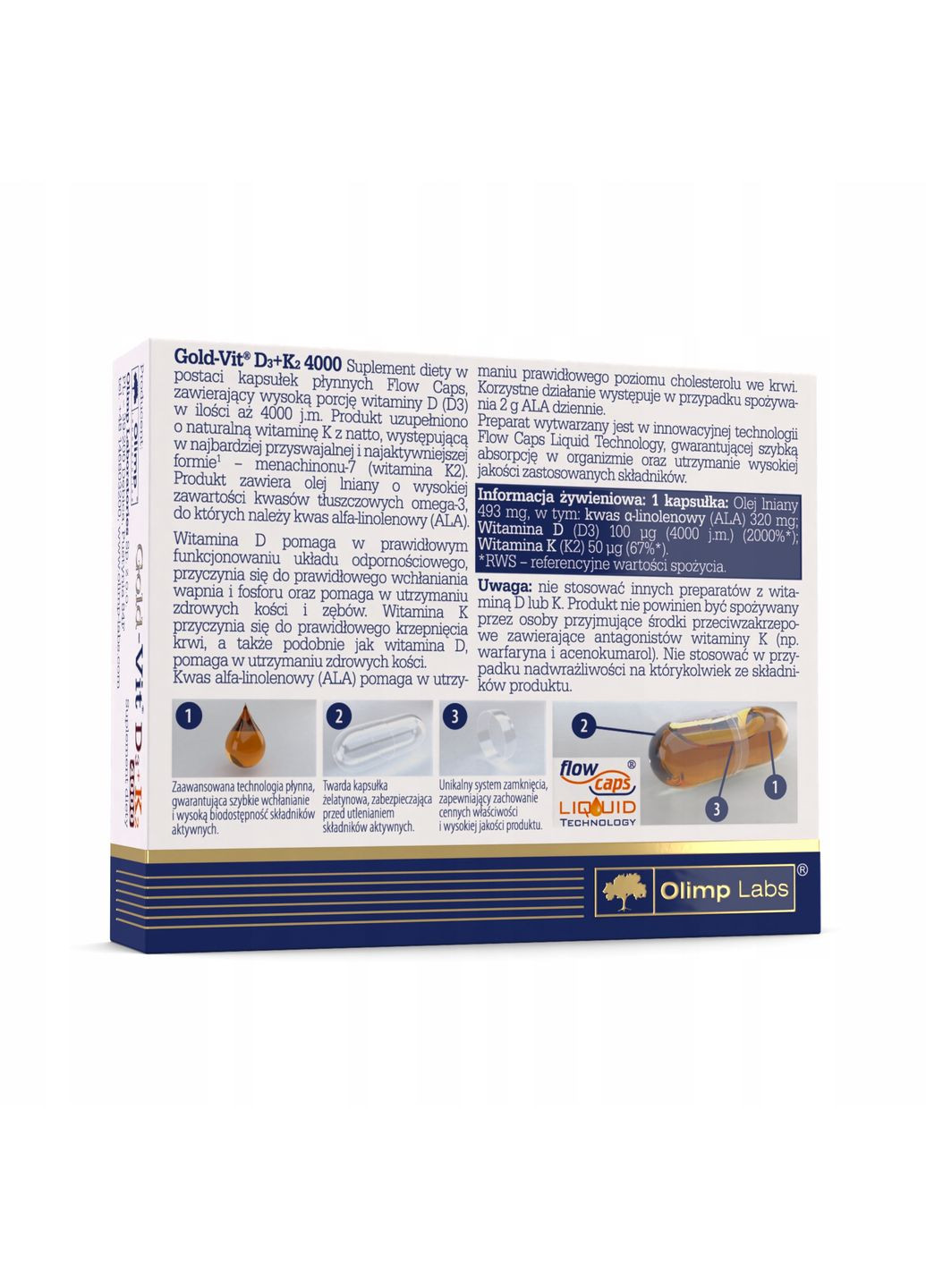 Gold Vit D3+K2 4000 IU 30 капсул Olimp (305298025)