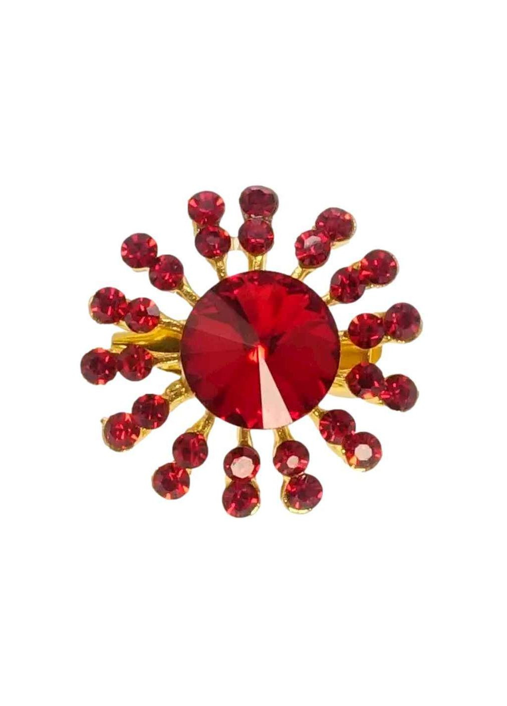 Брошка "Сніжинка з червоними стразами" (074308) Xuping Jewelry (356456448)