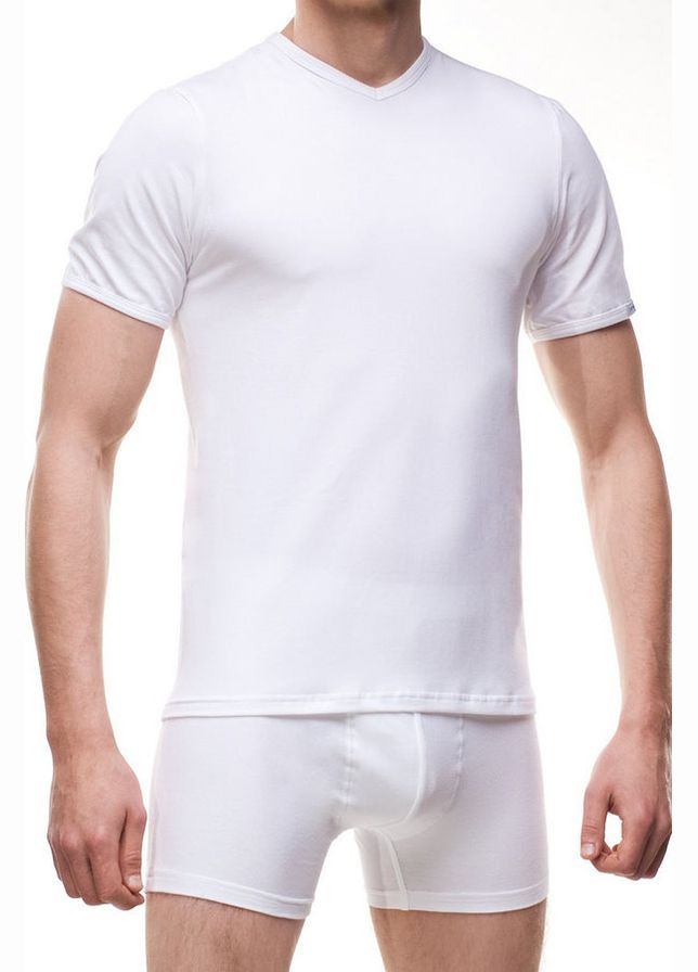 Белая базовая мужская футболка из хлопка с коротким рукавом Cornette HE-531 High Emotion white