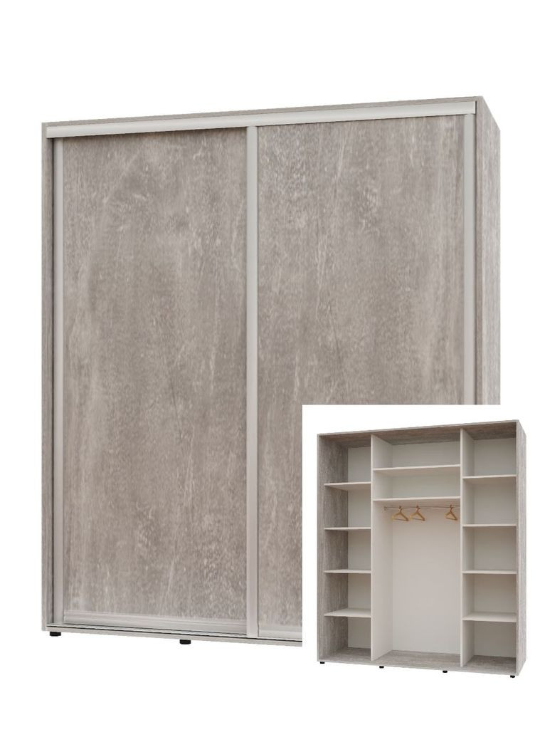Шафа-купе дводверна 200*60*240 см Бетон 2 двері ДСП Максі Комфорт Меблі (360448666)