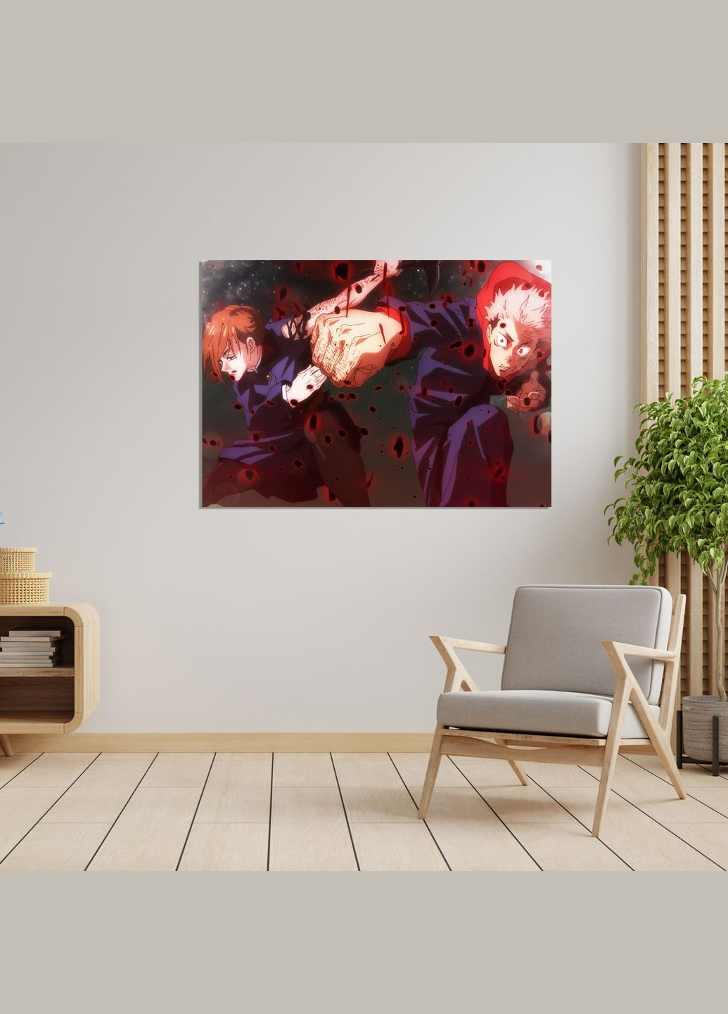 Плакат- с принтом Jujutsu Kaisen Магическое сражение Itadori Yuji Итадоры Юджи Kugisaki Nobara Кугисаки Ноб А0 Кавун постер (316210294)