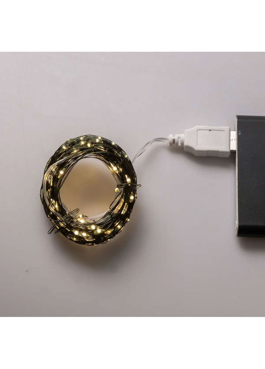 Гирлянда роса 20 метров USB на 200 led светодиодов капля зеленый провод желтая Jooki (362672658)