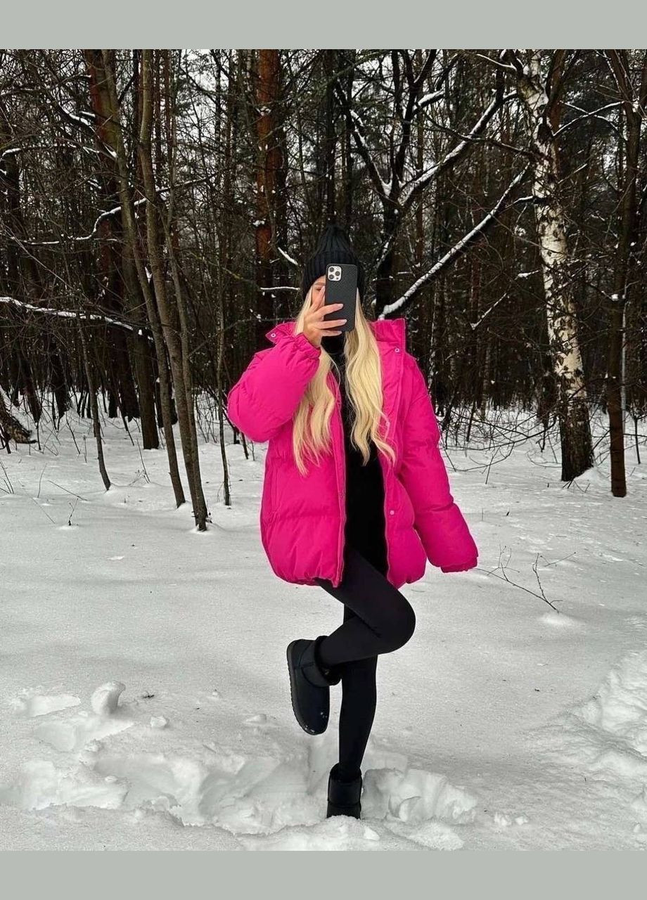 Малиновая демисезонная куртка двойная капюшон синтепон 250 No Brand