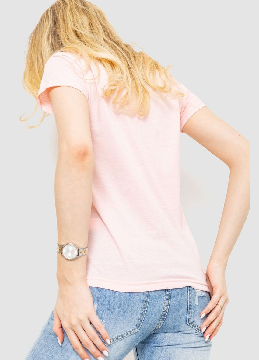 Светло-розовая демисезон футболка женская с принтом, цвет белый, Ager