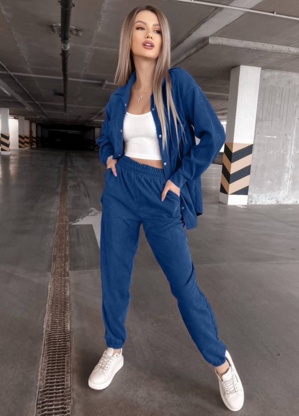 Базовый повседневный костюм вельветовый двойка: рубашка на кнопках + штаны на резинке Tik-Tak (324162256)