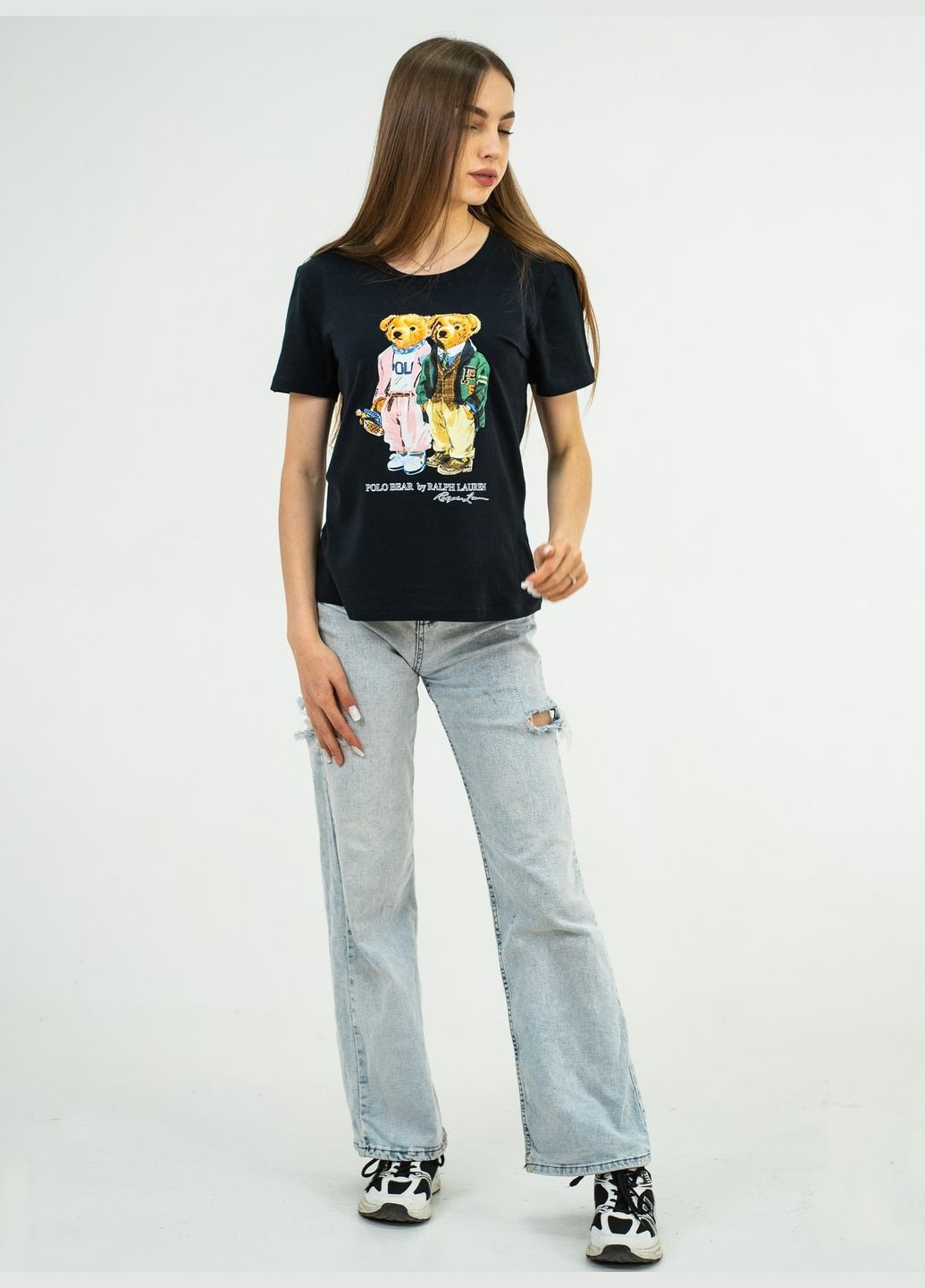 Черная летняя футболка женская polo Ralph Lauren