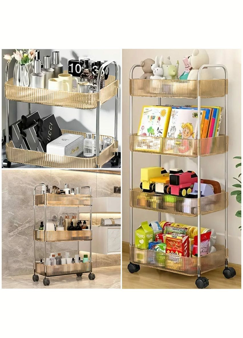 Этажерка мобильная двухъярусная универсальная из акрила и металла 40х28,5х45см Бежевая SW-00002110 Sticker Wall (337178264)