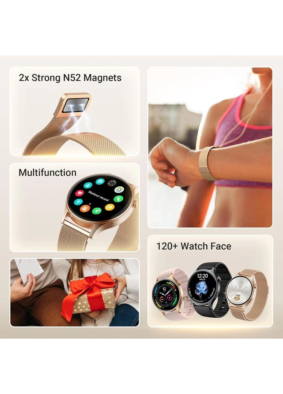 Смарт-годинник Fitpolo DR03, дисплей, AMOLED 1.27", Bluetooth дзвінки, SpO2, IP68, Android/iPhone, круглий, бронзове золото No Brand (397960946)