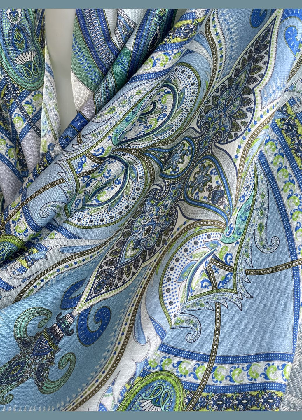 Шарф шелковый голубой с узорами 190х70 см a-2344 Silk Route (297714914)