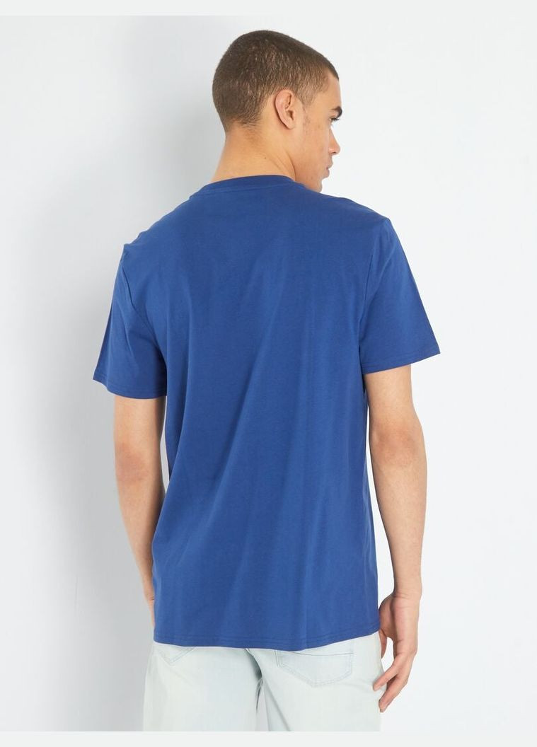 Синяя футболка basic,синий с принтом, Kiabi