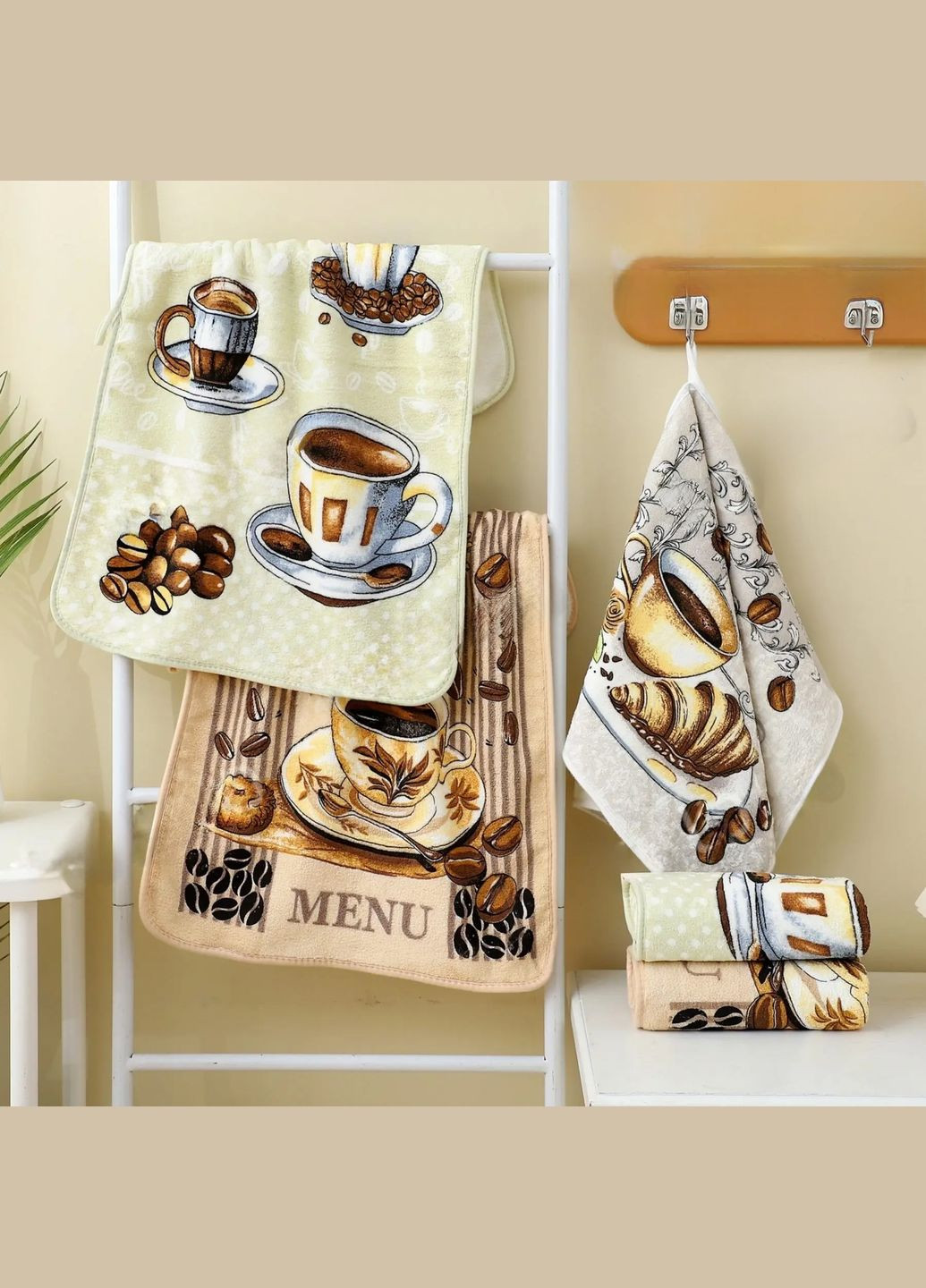 Набір кухонних рушників 4 шт 24x48 см Кава 1 HomeBrand (373294025)