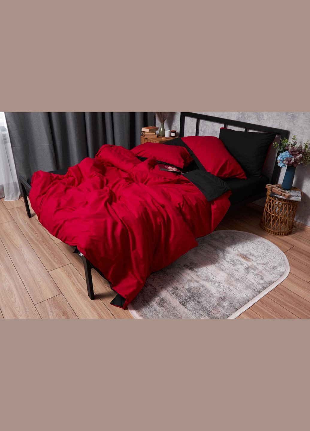 Комплект постельного белья Бязь Gold Люкс семейный 143х210х2 наволочки 2х50х70 (MS-820003176) Moon&Star Cherry Black (288043584)