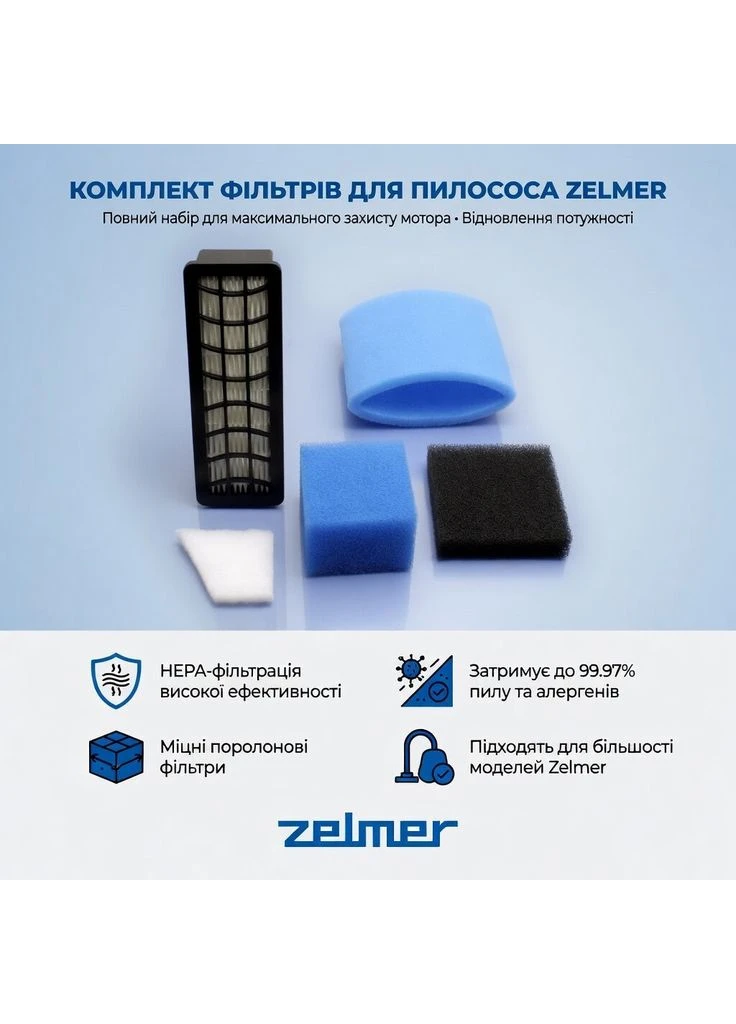 Набір фільтрів для пилососа Aquawelt 1600W 919, VC7920, ZVC764, ZVC752, ZVC762, ZVC763 Zelmer (403231755)